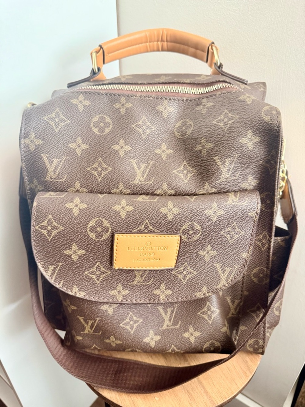 Louis Vuitton Monogram Backpack in Brown and Tan (Cousin)